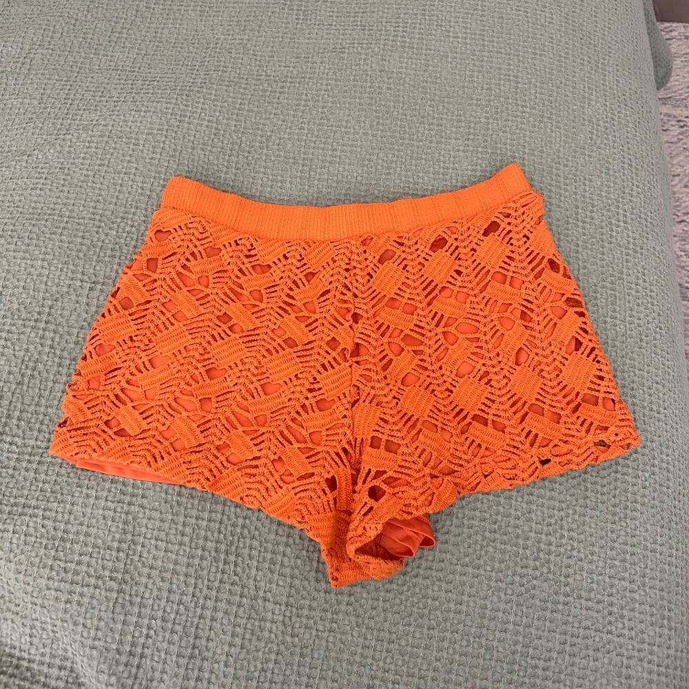 zara crochet shorts